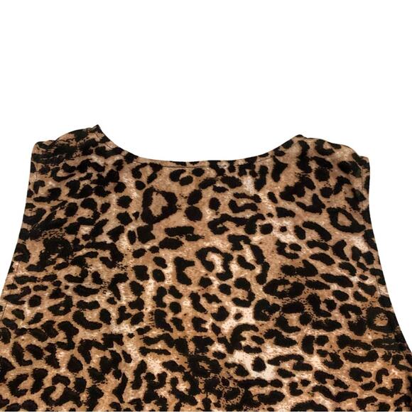 Daniel Rainn Leopard Sleeveless Blouse Small Cheetah Top Animal Print Tan Black - Picture 7 of 9
